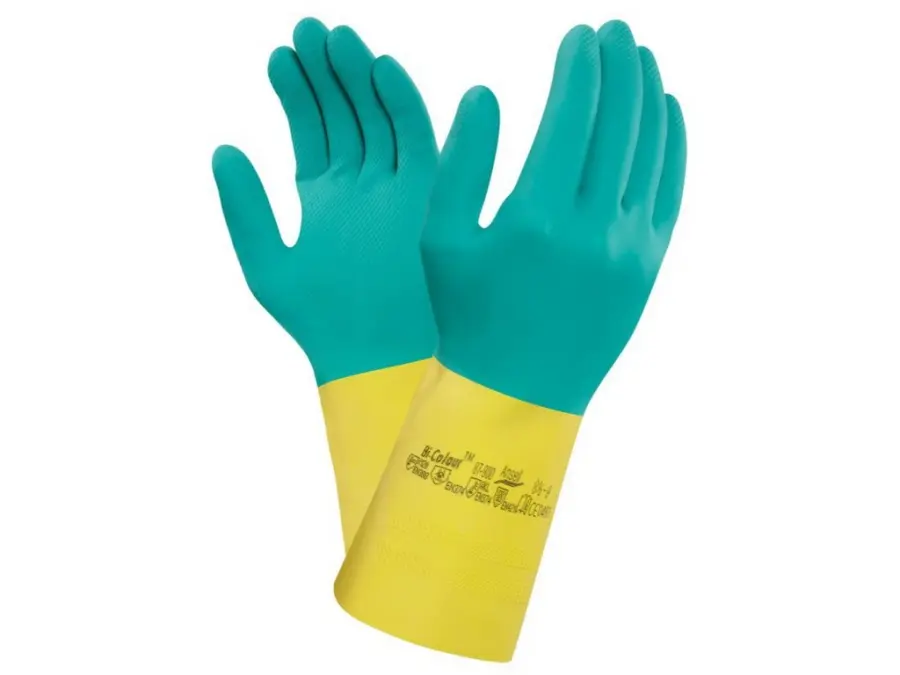 Rukavice ANSELL BI-COLOUR 87-900, kyselinovzdorné, vel. 7,5 - 8